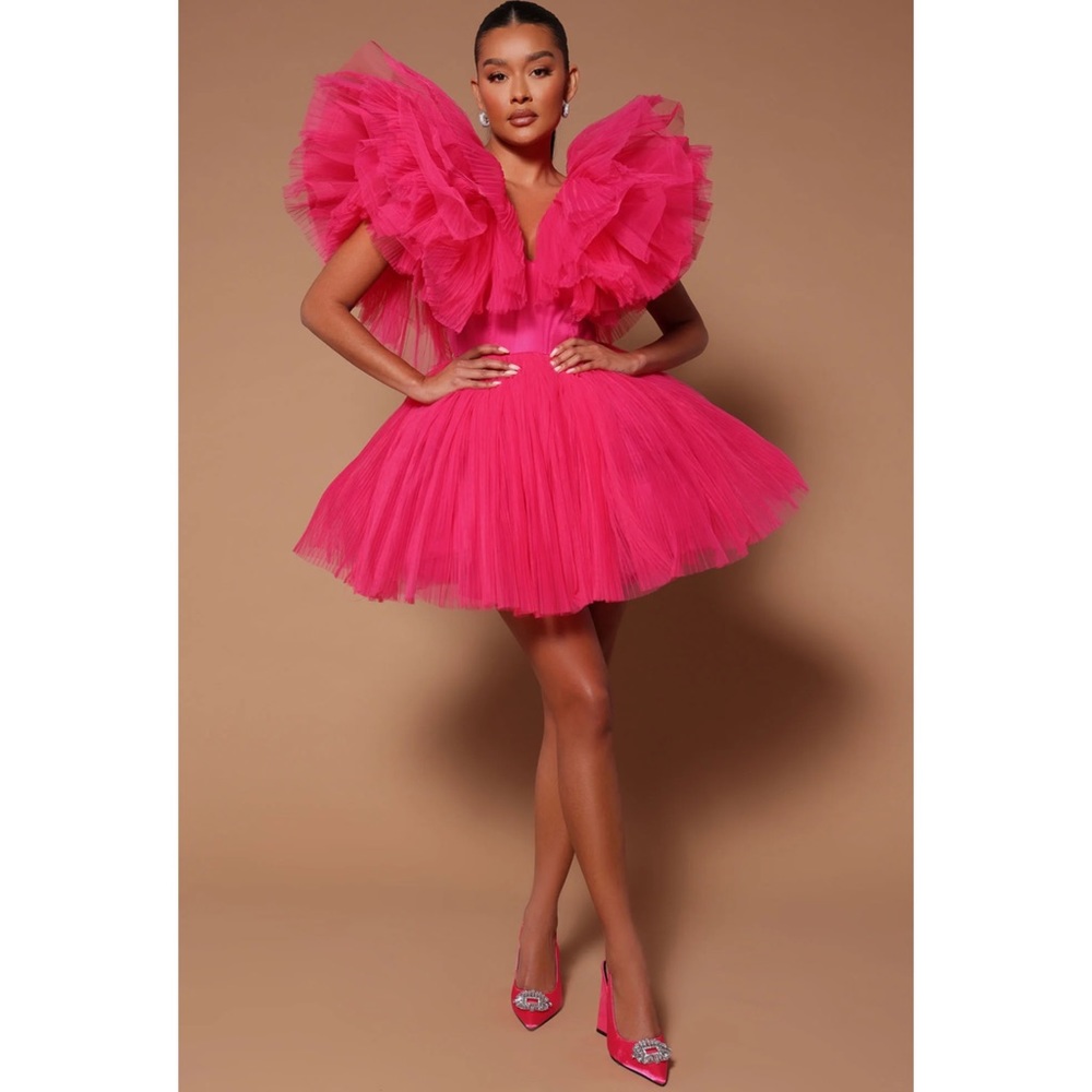 Hot Pink Tulle Mini Dress
